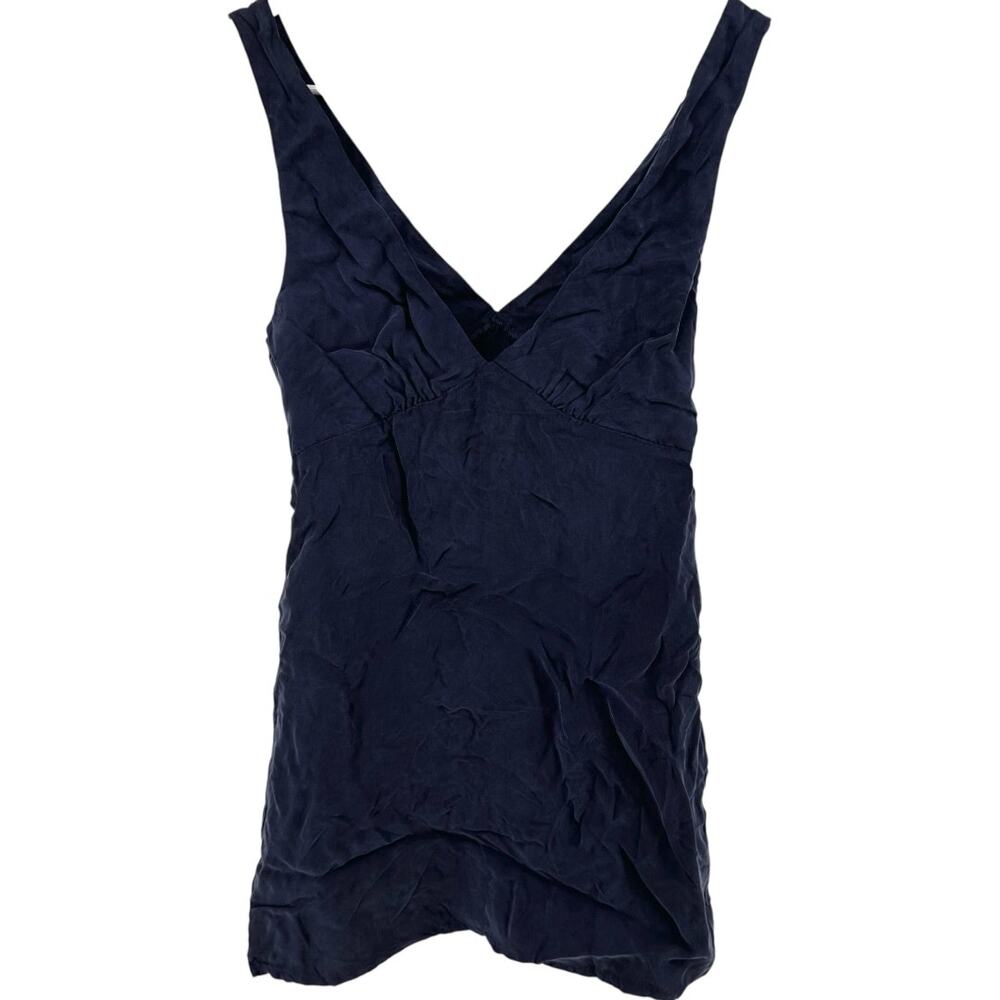 AFENDS Dress Tank Mini Deep V Neck Sleeveless Cami Zip Navy Blue XS